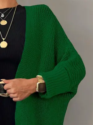 Oversize Kalıp Cepli Salaş Triko Hırka