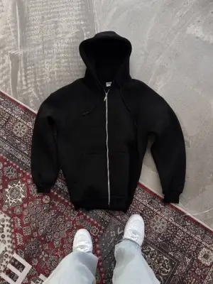 Rahat Fermuarlı Uzun Kollu Hırka - Siyah