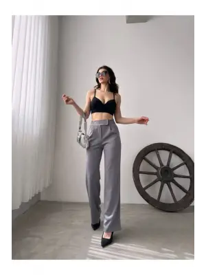 Omarı Hareket Özgürlüğü Sunan GRİ Palazzo Pantolon