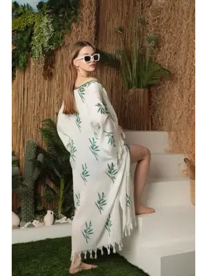 Yeşil Desenli Pareo Kadın Giyim