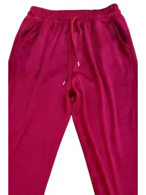 Parlak Kadife Cepli Pantolon Eşofman Pijama Altı Unisex Lastikli Paça Bordo