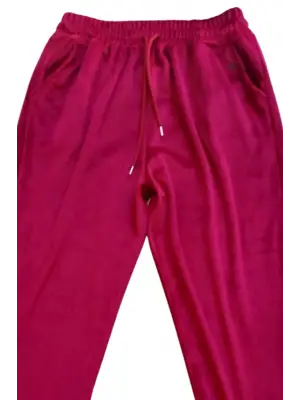 Parlak Kadife Cepli Pantolon Eşofman Pijama Altı Unisex Lastikli Paça Bordo