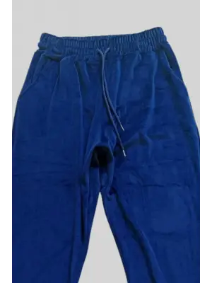 Lacivert Kadife Cepli Pantolon Eşofman Pijama Altı Unisex