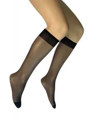 Omarı Parlak Siyah Dizaltı Kadın Çorabı 15 Denye - Set 6 Adet