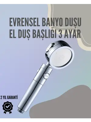 Paslanmaz Çelik Çok Fonksiyonlu El Duş Başlığı – 3 Modlu Püskürtme Seçeneği