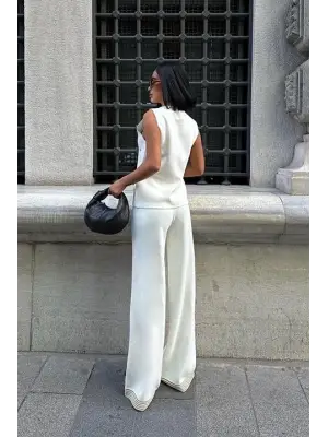 Paulo Gold Düğmeli Yelek Pantolon Takım 9976