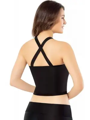 Siyah Pedli Dalgıç Modelli Krop Kadın Büstiyer