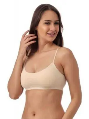 Omarı İp Askılı Gri ve Ten Rengi Pedli Büstiyer Seti