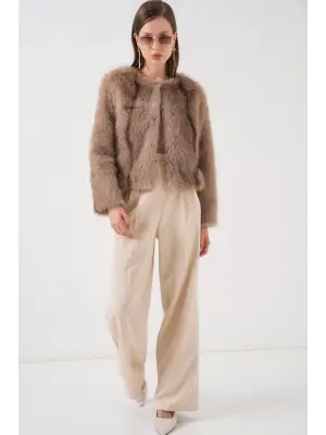 Peluş Kürk Mont 5225 - Bisküvi