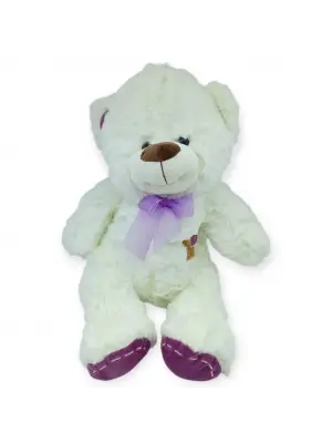 Peluş Papyonlu Ayıcık 40 cm - Beyaz