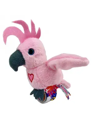 Peluş Ses Tekrarlı Hayvan Bileklik Aksesuar - Pembe Papağan