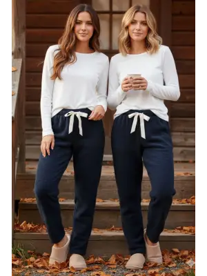 Lacivert Peluşlu Pijama Alt Kadın Giyim