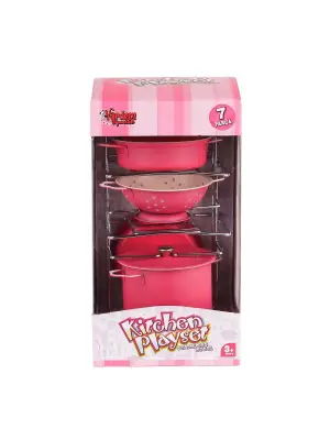 Omarı Pembe Emaye Tencere Tava Seti 7 Parça