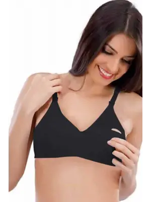 Omarı Konforlu Penye Emzirme Sütyeni Siyah