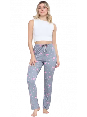Gri Kalp Desenli Pijama Altı Kadın Giyim