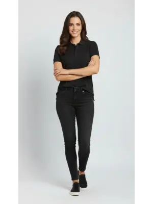 Pike Kumaş Düğmeli Yaka Regular Rahat Günlük Kısa Kol Tişört T-shirt - Siyah