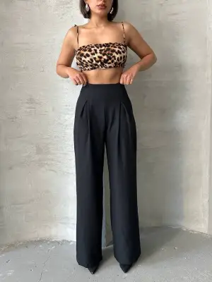 Modern Pileli Keten Pantolon