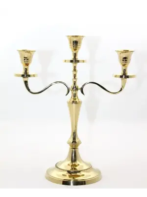 Pirinç 3lü Şamdan Model 1