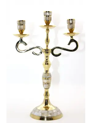 Pirinç Sedefli 3lü Şamdan Model 3