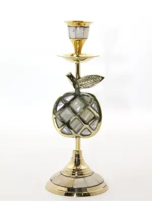 Pirinç Sedefli Tekli Şamdan Model 1