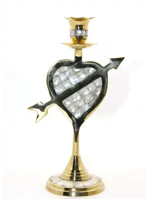 Pirinç Sedefli Tekli Şamdan Model 2