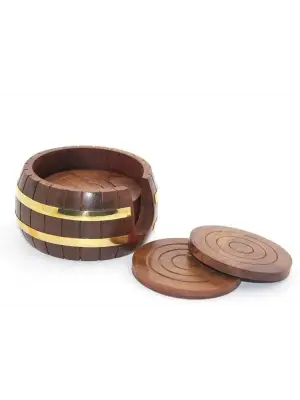 Pirinç Yuvarlak Ahşap Bardak Altı