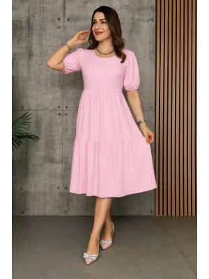 Omarı Bürümcük Detaylı Kadın Balon Elbise