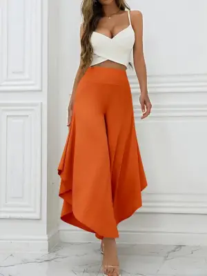 Omarı Yüksek Belli Geniş Paçalı Sandy Pantolon