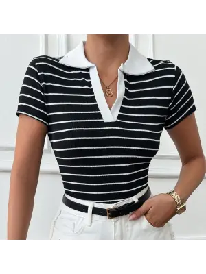 Polo yaka garnili bluz