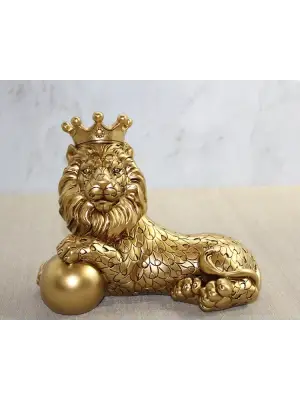 Polyester Dekoratif Taçlı Aslan Figürü