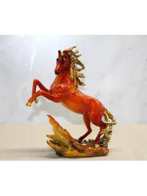 Polyester Gold Detaylı Şahlanmış At Figürü