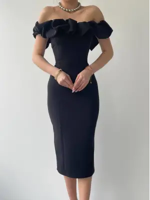 Popi Madonna Yaka Kalem Elbise