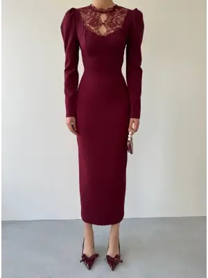 Port Dantel Detay Elbise