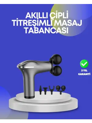 Portatif Şarjlı Masaj Tabancası 4 Başlık Derin Doku Masaj Aleti