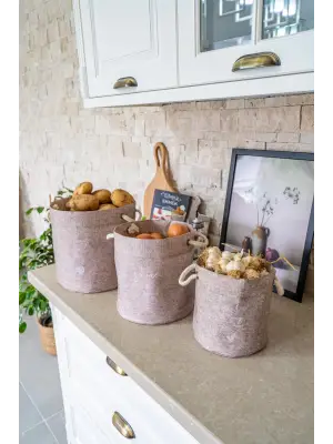 Omarı Kulplu Yuvarlak Düzenleyici Keçe Sepet (Mini) - Çok Amaçlı Taşınabilir Organizer