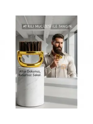 Premium Gold Serisi At Kılı Sakal Tarama Fırçası - Profesyonel Bakım ve Şekillendirici