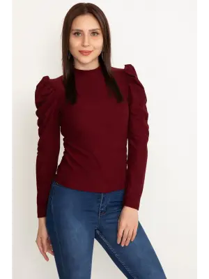 Prenses kol bluz bordo w3125