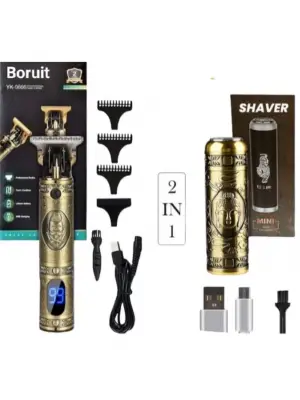 Pro 2 İn 1 Vintage Traş Makinesi Şarjlı Dijital Göstergeli Aliminyum Gövde