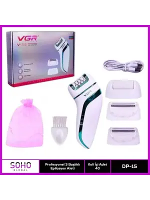 Profesyonel 3 Başlıklı Epilasyon Aleti