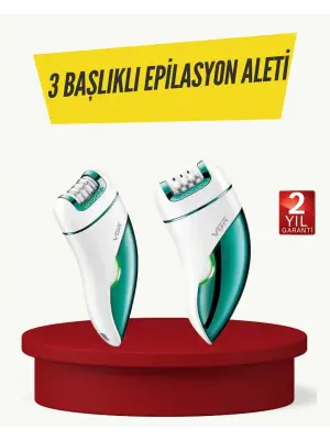 Profesyonel 3 İn 1 Epilasyon Cihazı Led Aydınlatmalı Suya Dayanıklı Şarjlı Vgr Epilatör