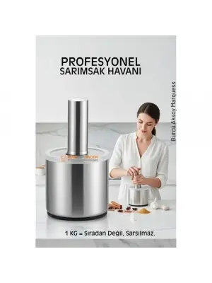 Profesyonel Ezici Sarımsak Havanı Seti -  Mutfak Tipi Baharat Havanı  304 Paslanmaz Çelik