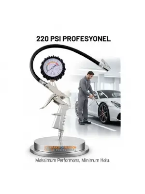 Profesyonel Lastik Şişirme Tabancası ve Hava Saati 220 PSI 16 Bar Çelik Alaşım Güçlü Gövde