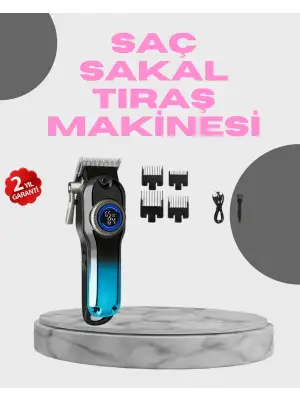 Profesyonel Saç Kesme Makinesi – 2000 Mah Şarjlı, Lcd Ekranlı