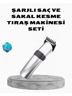 Profesyonel Şarjlı Saç Ve Sakal Kesme Makinesi – Paslanmaz Çelik Bıçaklı, Ergonomik Ve Sessiz Motorlu