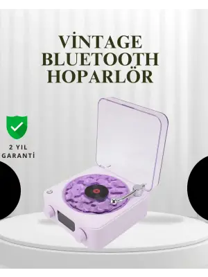 Projektörlü Gece Lambalı Retro Hoparlör – Taşınabilir Bluetooth Speaker