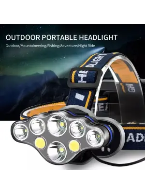 Ps-888 Güçlü Usb Şarj Edilebilir Profesyonel 8 Modlu 6000 Lümen 8 Led Su Geçirmez Kafa Lambası