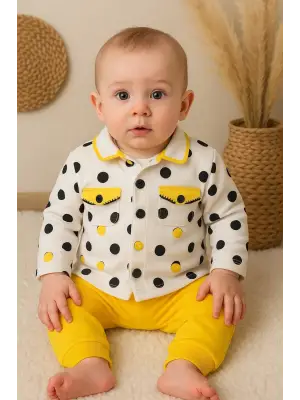 Puanlı Hırkalı % 100 Pamuk 3lü Kız Takım