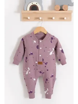 Puantiye Desenli Pamuklu Kız Bebek Tulum