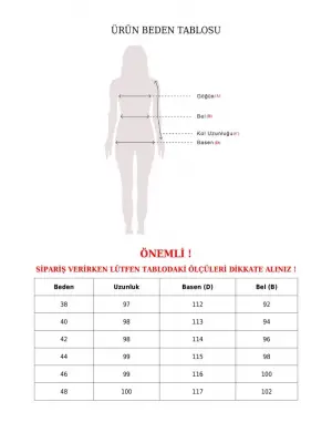Püskül Detaylı Beli Lastikli Kot Etek  -Mavi