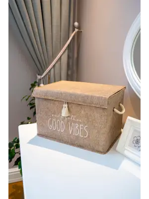 Omarı Püskül Detaylı Çok Amaçlı Organizer Keçe Sepet - Pratik Düzenleme Sihirli Sepeti